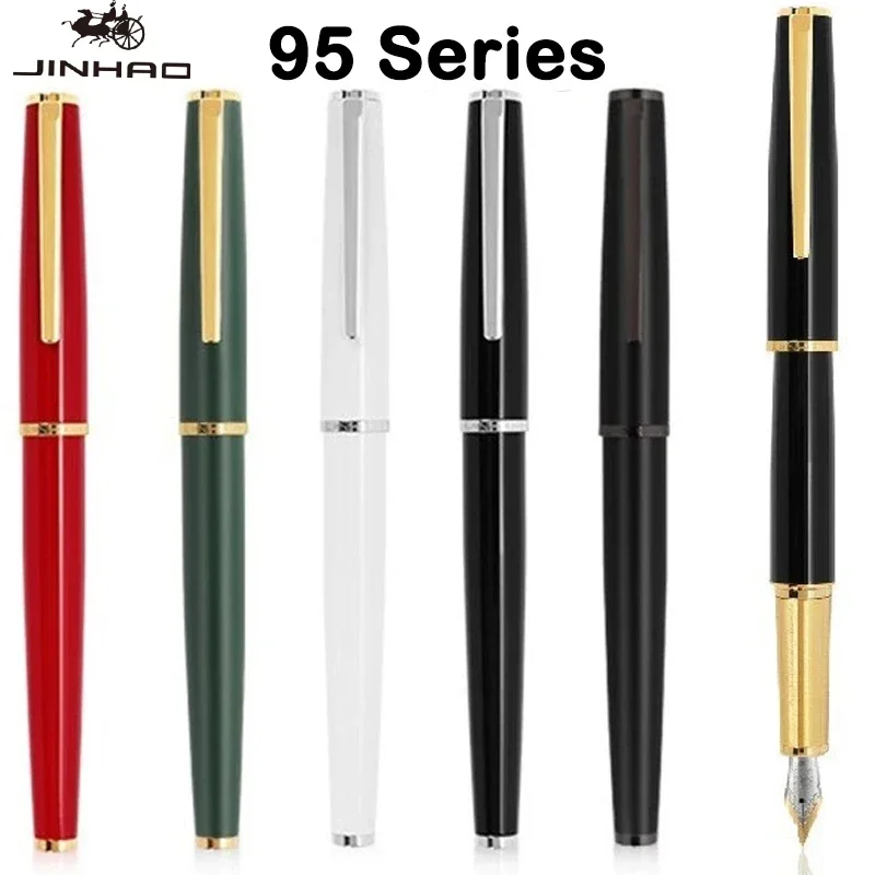 jinhao 95 caneta tinteiro de metal ef f m nib design retro material de metal clipe elegante escrita material escolar de escritorio canetas de presentes 01