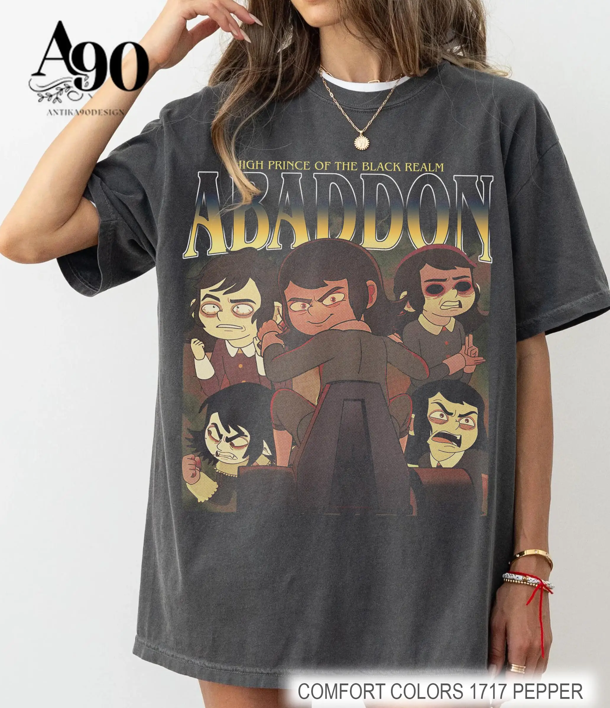 Abaddon Retro Haunted Hotel T-shirt, Halloween T-shirt, Gothic-style T-shirt, Costume for Horror Movie Fans, Eerie Pattern Top