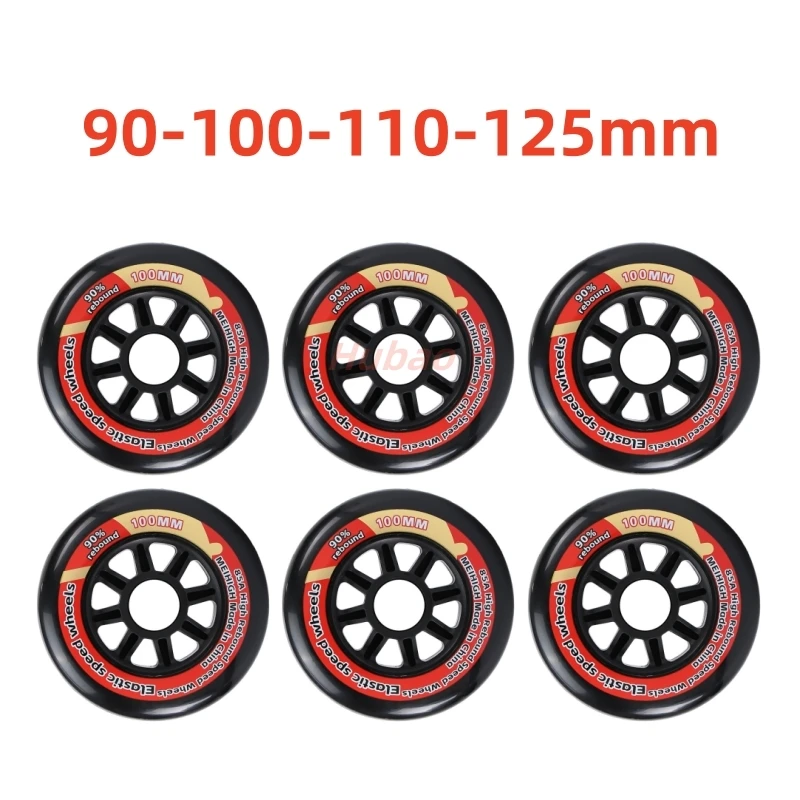 

6 шт., колеса для скоростных коньков, 90/100/110/125 мм, 85A, колеса для роликовых коньков, профессиональные дорожные колеса для роликовых коньков, колесо из искусственной кожи, черный/белый