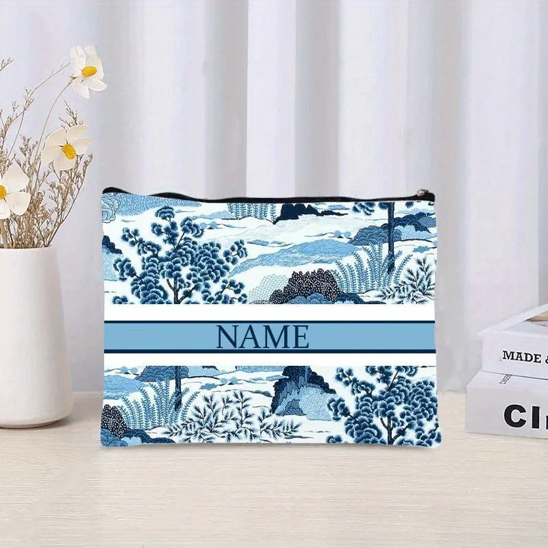 1pc Trendy  Makeup Bag Custom Name Make Up Pouch Portable Toilet Storage Travel Necessity Gifts for Her Lipstick Pencil Case