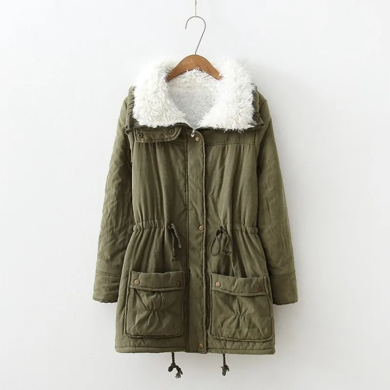 2026 Autumn and Winter Korean Version Medium and Long Cotton-padded Clothes Women's Waist Thickened Warm Jacket