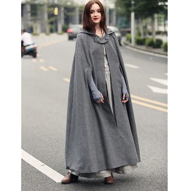 Assassin role-playing fashion long sleeved cloak retro medieval Gothic hooded cloak thin coat female vampire devil cape