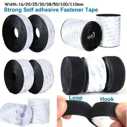 1Meter Hook and Loop Double Sided Tape Self Adhesive Fastener Tape Nylon Sticky Interlocking Tape for Carpet Window Fix 16-110mm