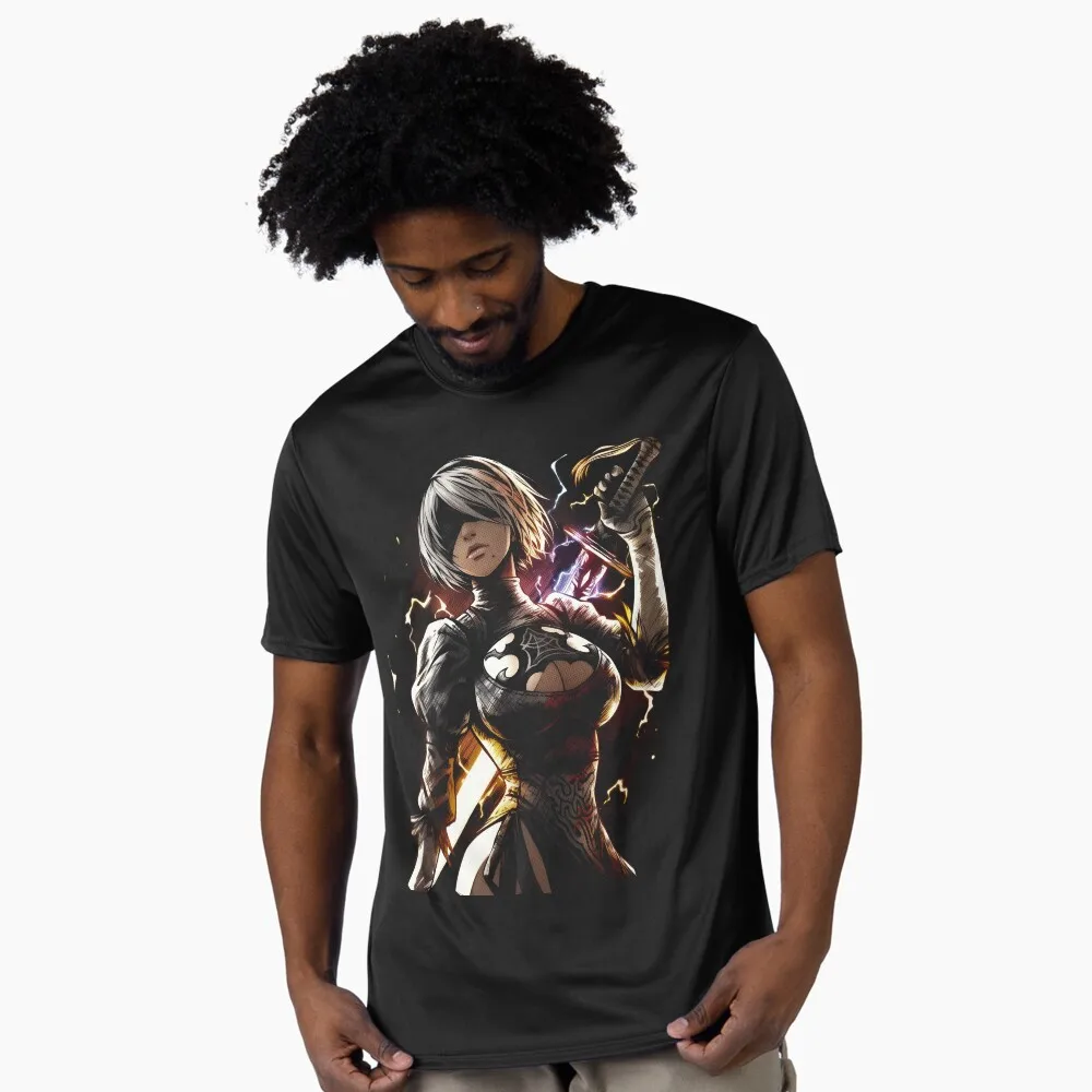 

Nier Automata 2B YoRHa Anime Gift t shirt Kawaii Waifu graphic tee 0322 Cyber Punk Y2K Clothes 100% cotton Large size Tops S-6XL