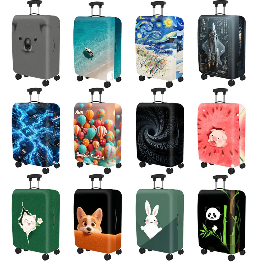 

Cute Luggage Cover Thick Were-resistant Elastic Fabric Suitcase Cover Travel Accessory Protective Dustproof Cover Handle Zipper