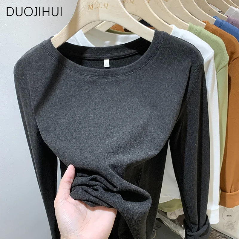 DUOJIHUI viola classico o-collo Chicly morbido pullover donna inverno Basic semplice Casual tinta unita moda S-2XL pullover femminili