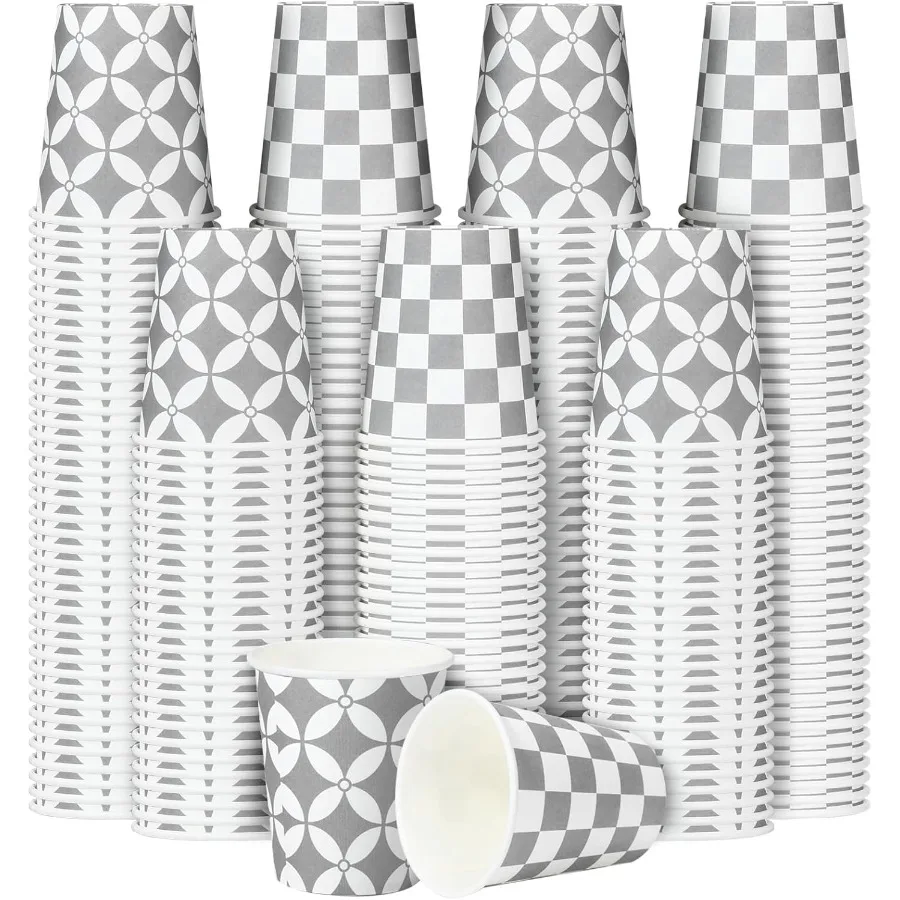 

300 Pack Disposable Paper Cups 5 oz Small Mouthwash Paper Cups for Bathroom Snack Kitchen and Espresso Use EcoFriendly Gray Pap