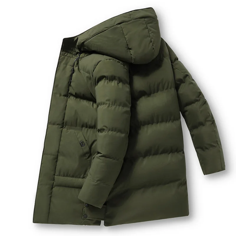 

Men's Mid-Length Cotton Jaet Winter Thiened Casual Outerwear Warmth Windproof Loose Fit Zipper Closure Stand Fit