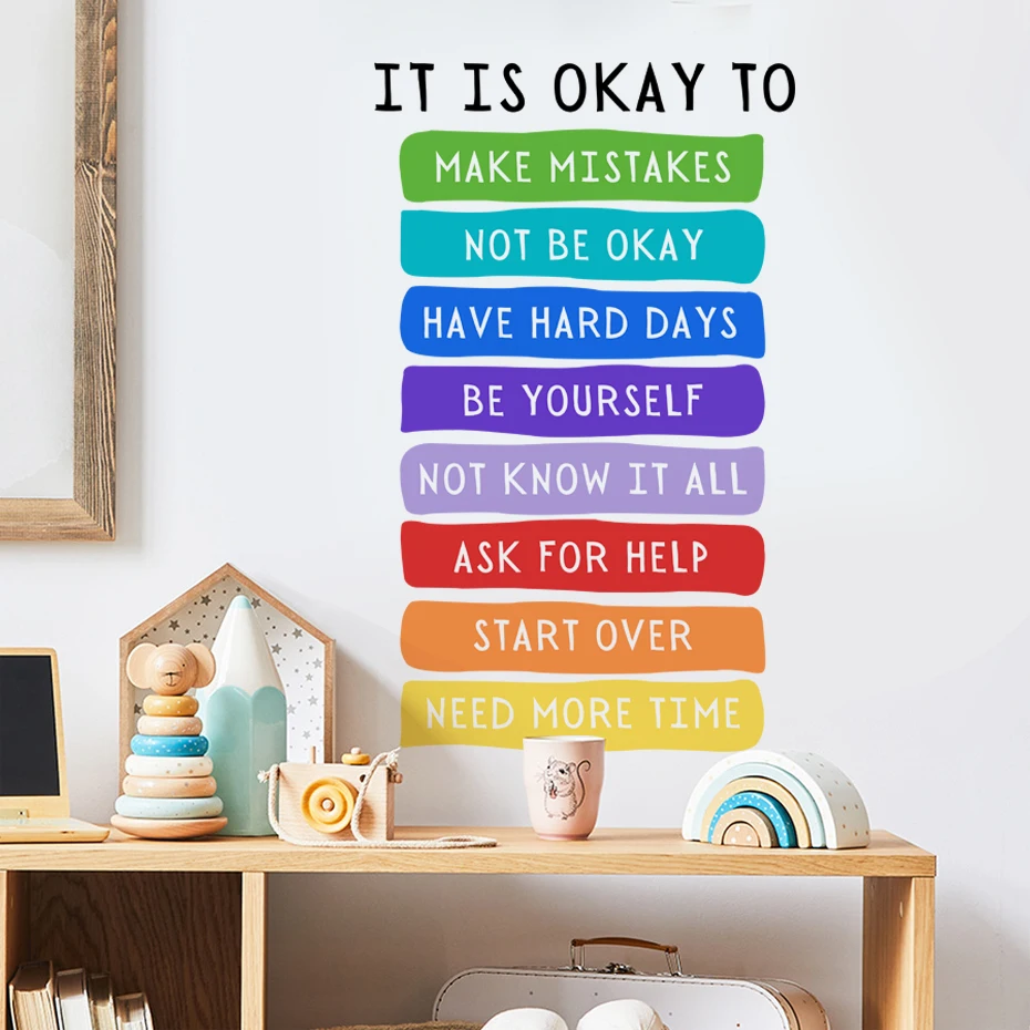 It's Okay to Not be Okay Poster, Motivational Kids Art, Classroom Posters Quotes, Educational Wall Art, Playroom Wall Art Decor