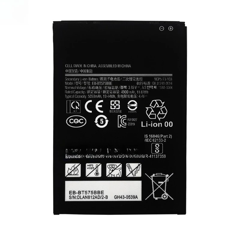 

Rechargeable Battery EB-BT575BBE 3.85V 5050mAh Safe and Reliable for Samsung Galaxy Tab Active3 SM-T575 Mobile Phone Battery