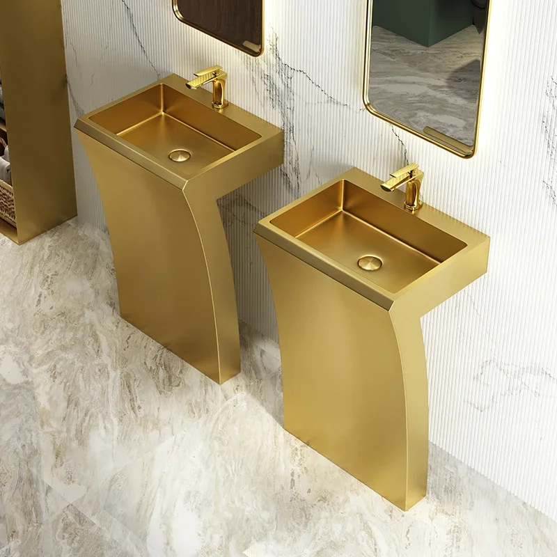 Golden column type washbasin Integrated floor type washbasin