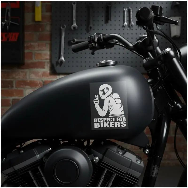 Respect For Bikers Waterproof Car Sticker Multi Color Choices Perfect For Motorcycle Helmet Laptop Decor