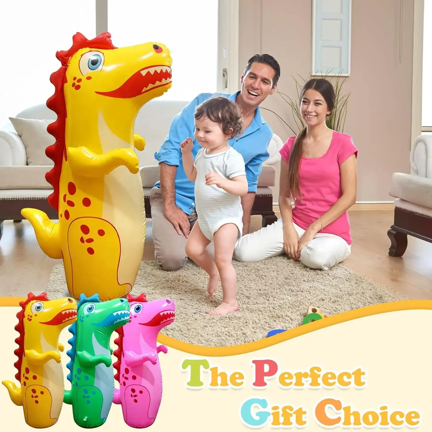 كيس رمل قائم على شكل ديناصور قابل للنفخ - لعبة لعبة تفاعلية للأطفال من نوع الارتداد للنشاط الداخلي والخارجي #1