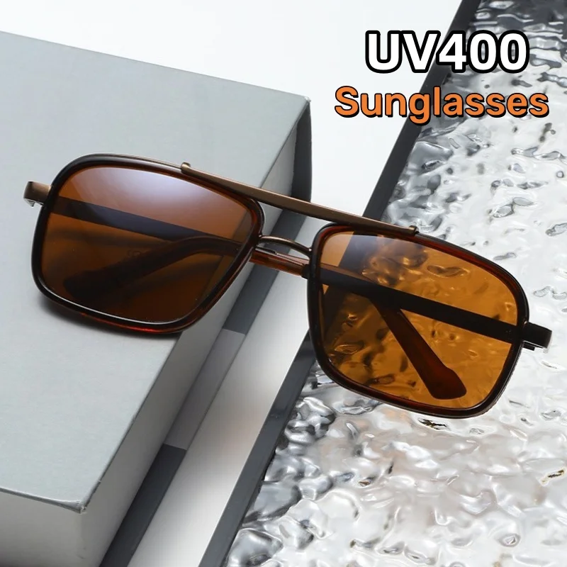 

Men's Fashionable Retro TAC Polarized Sunglasses Sturdy Thickened Square Frame Punk Metal Outdoor UV Resistant Shades Glasses