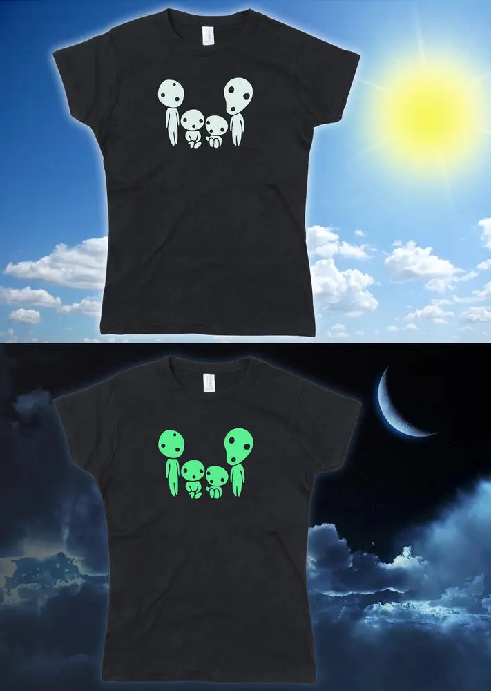 Kodama Family Mononoke inspired Glow in the dark Ladies Tshirt T-Shirt Tee Top