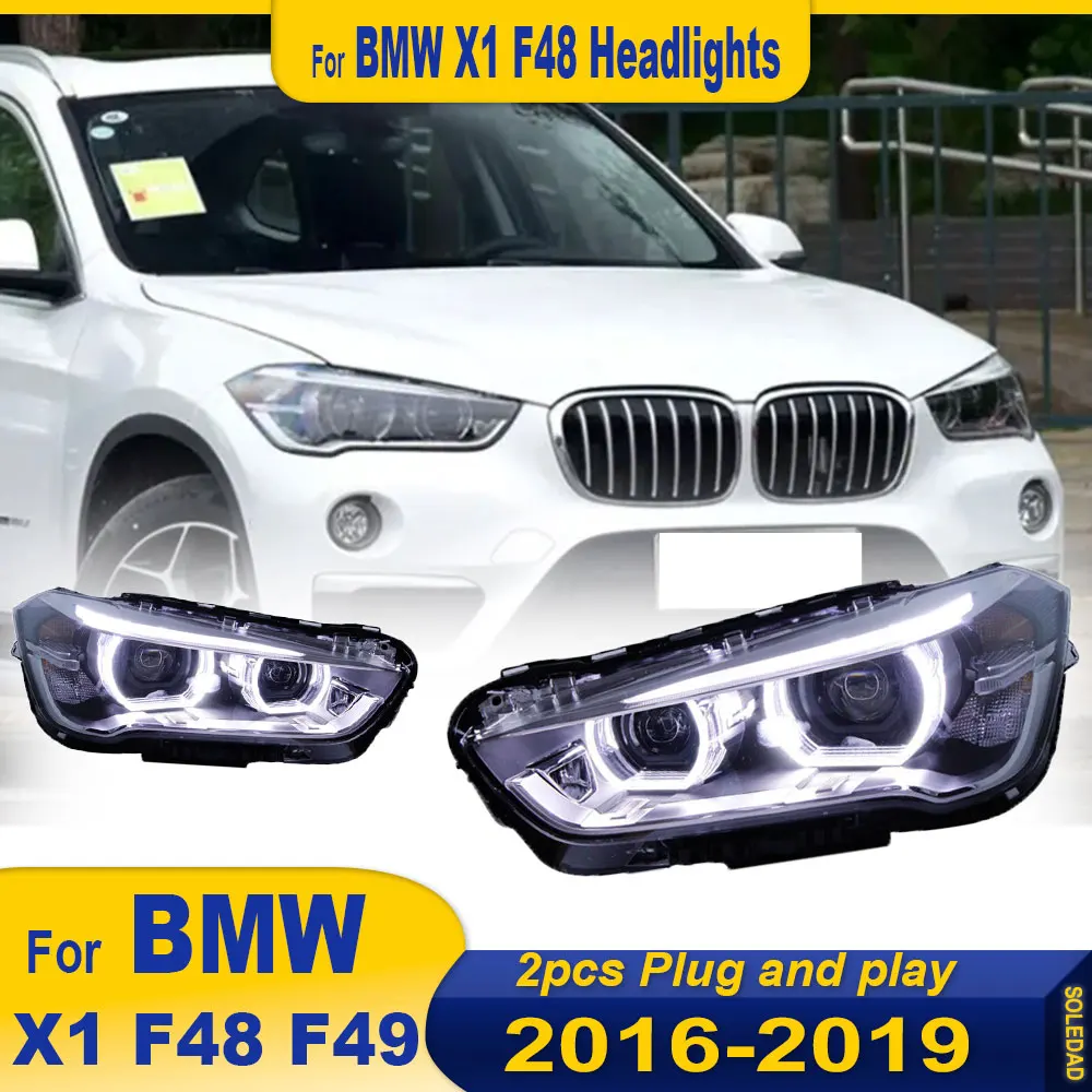 

Светодиодные фары для BMW X1 F48 2016 2017 2018 2019 2020 Светодиодные автомобильные лампы Дневные ходовые огни Динамические указатели поворота Автомобильные аксессуары
