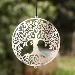 Pendentif Arbre de Vie en Métal, Connecteur ES Tendance, Miroir, Décoration de Face, Reiki, Yoga, Méditation, Pépinière, Épouvantail Répulsif Oiseau