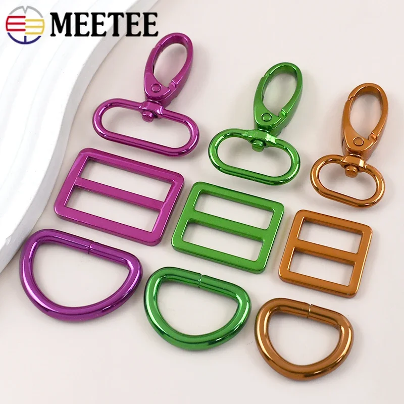 2/5Sets 20-38mm Metal Ring Buckles + Snap Hook Pet Leash Bag Clasp Webbing Strap Slider Hooks Hardware Accessories for Handbags
