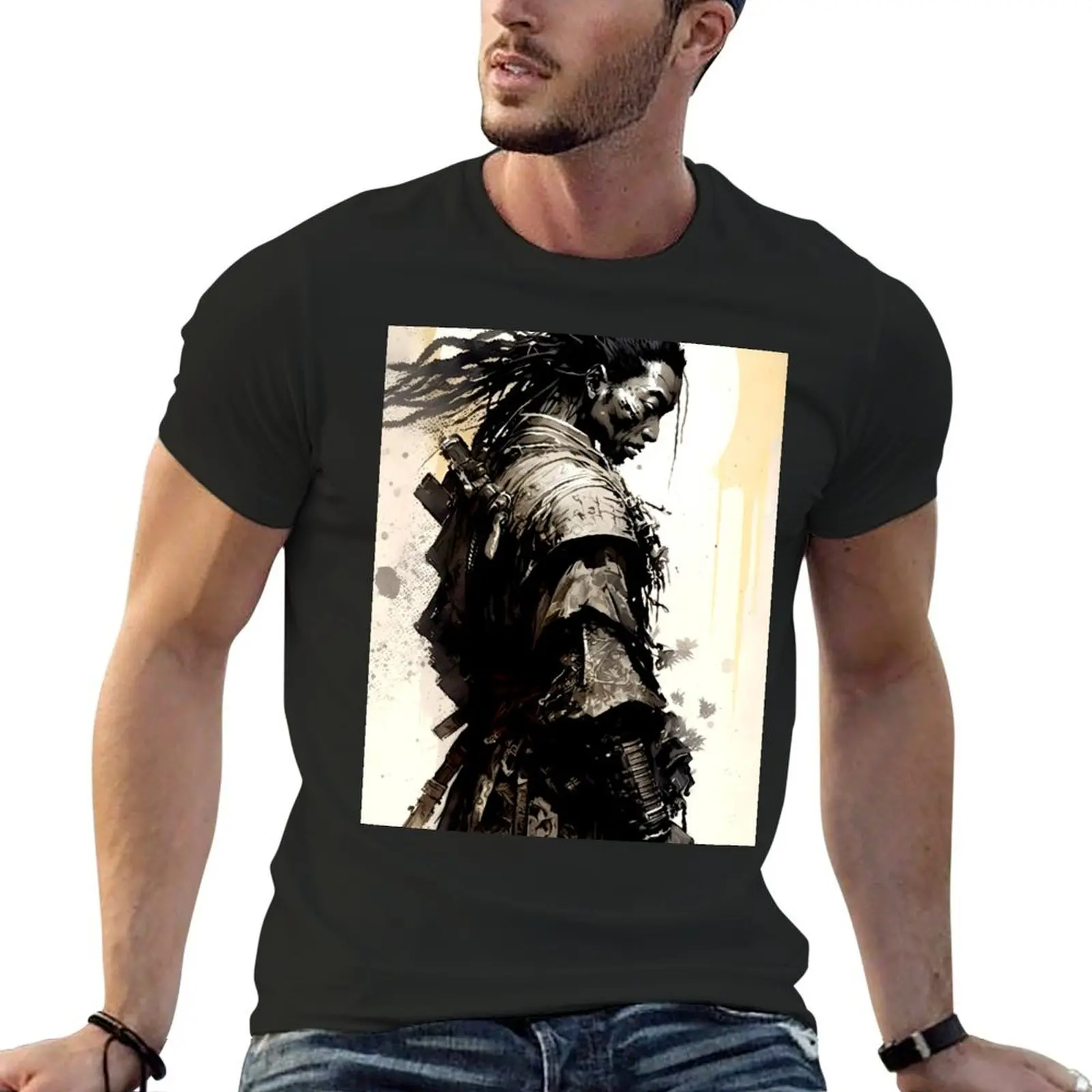 

Yasuke Black Samurai in 1579 Feudal Japan No. 8 on a Dark Background T-Shirt for a boy quick drying compression shirt men