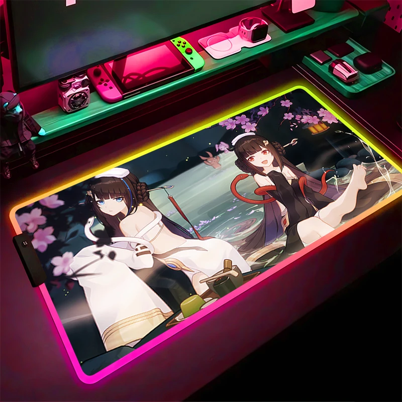 

RGB Mouse Pad Non-Slip Rubber Edge locking mousepads Game play mats notebook computer Honkai Impact 3 Game tide Home Decor