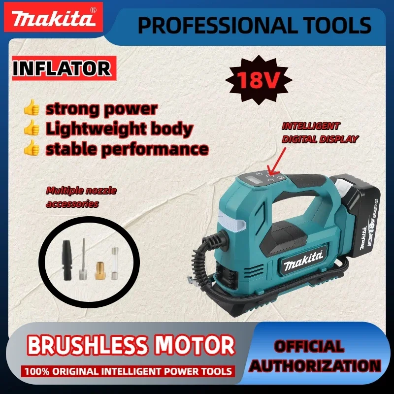 ماكيتا مضخة هواء بدون فرش 18 فولت ليثيوم أيون منفاخ هواء لاسلكي: للسيارات والدراجات النارية مضخة إطارات محمولة مع شاشة رقمية #3