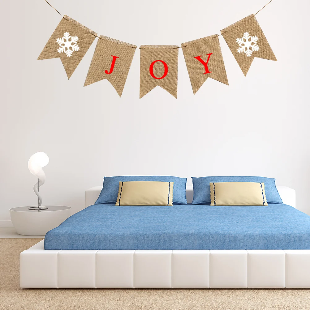 

Creative Xmas Banner Linen Swallowtail Printed Pattern Christmas Party Decoration Home Office Wall Hanging Banner Reusable