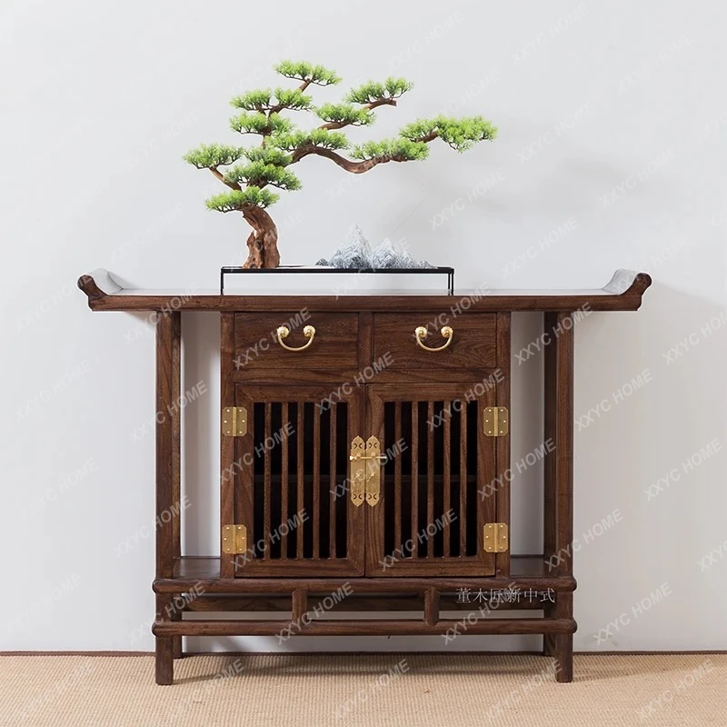 

New Chinese-style entrance table Solid wood partition decorative cabinet against the wall Narrow edge Zen incense table