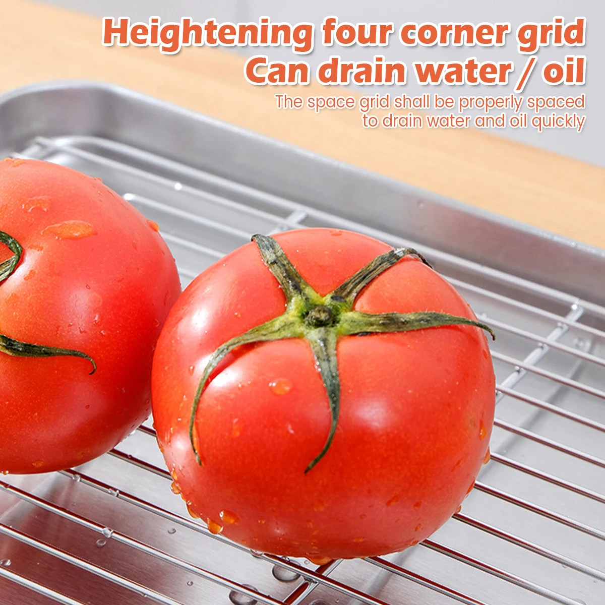 وعاء زيت مقلاة فرن من الفولاذ المقاوم للصدأ مع رف تبريد، أدوات مطبخ مقلاة الفرن مناسبة لصنع أطعمة مختلفة