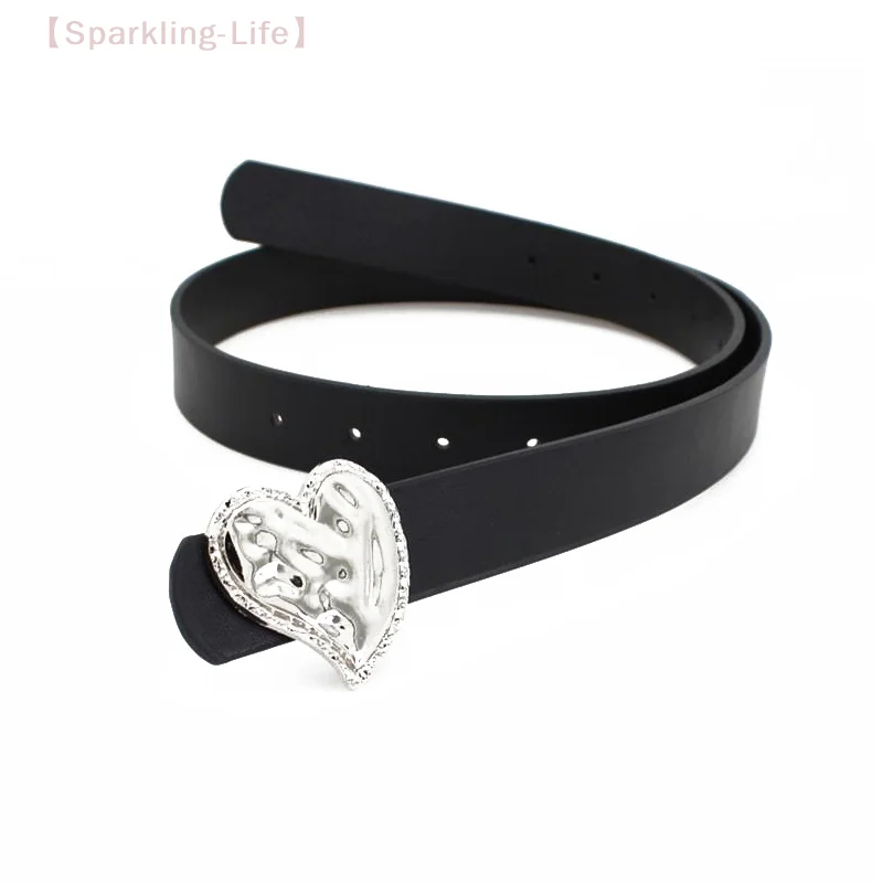 Unisex Heart Buckle Belts in Black: Simple, Stylish Decoration for Jeans Perfec Casual Outfits Fashionable Gift Option