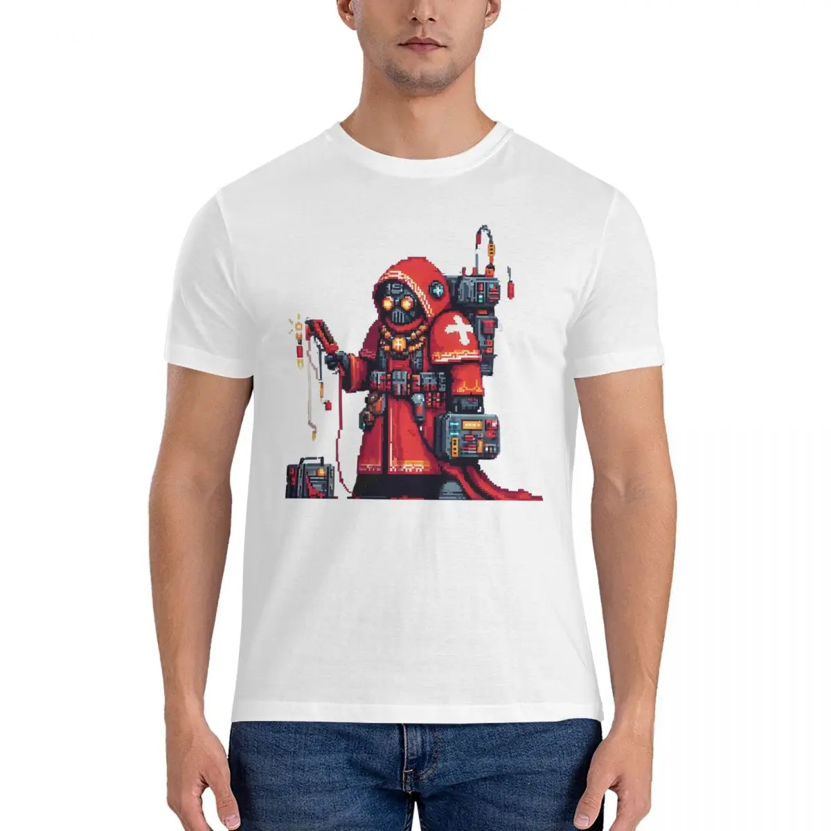 Fashion Hail To The Omnissiah T-Shirts for Men O Neck 100% Cotton T Shirts W-Warhammer 40k Short Sleeve Tee Shirt