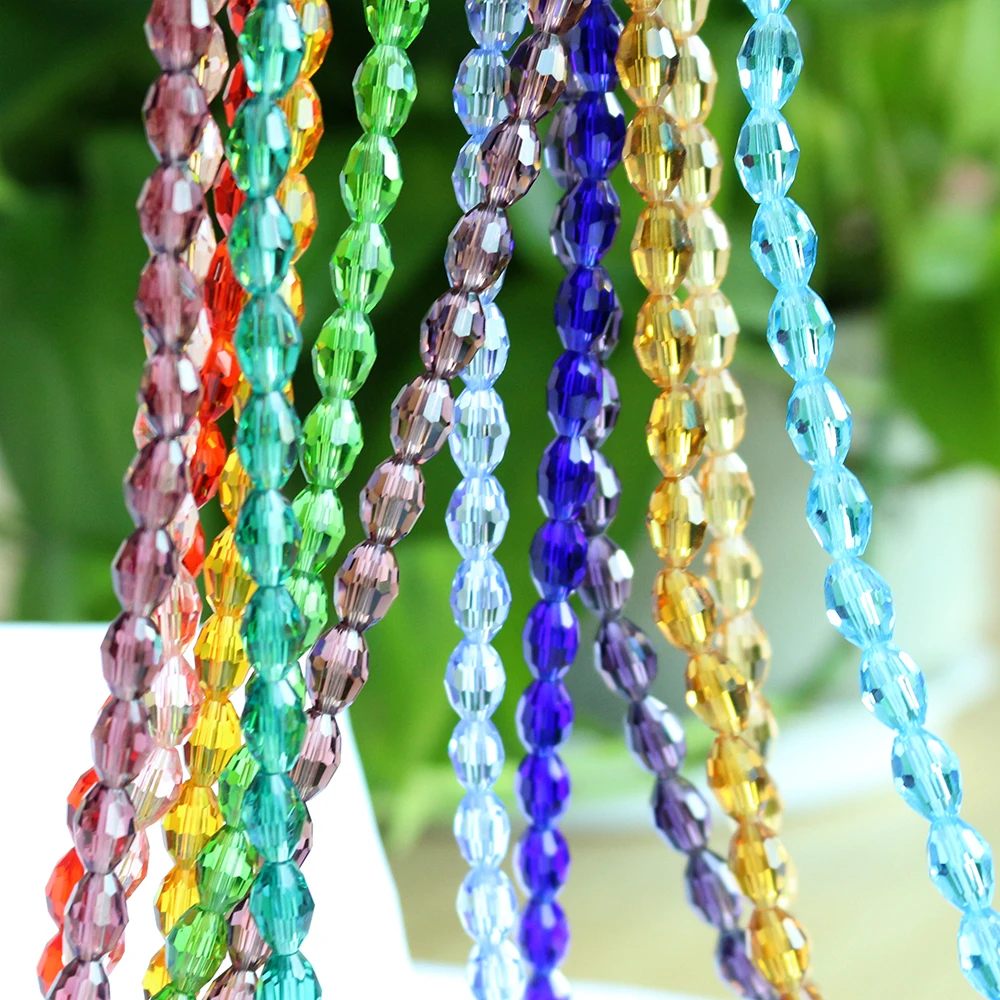 3X5/4x6/6x8/8x11mm Czech Faceted Crystal Glass Olive Beads Oval Shape DIY Jewelry Crafts Material Making Accessories Wholesale