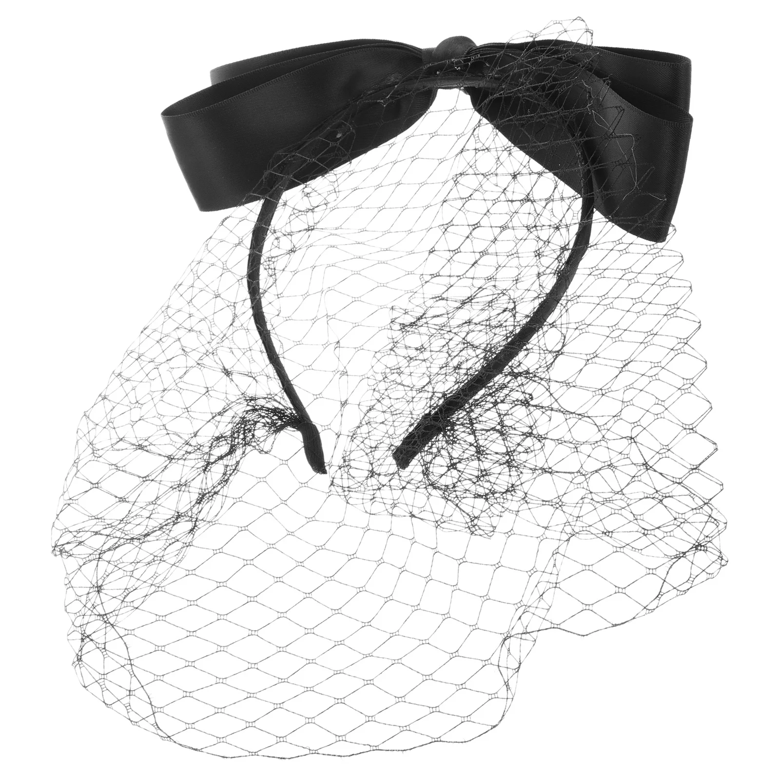 

Black Mesh Veil Headband Retro Bow Fascinator For Women Bridal Party Wedding Prom Tea Funeral Event Lightweight Breathable