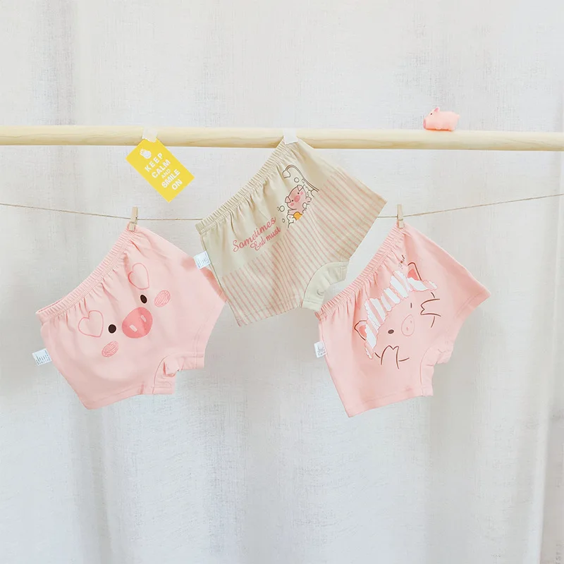 

Children's Cotton Underwear Pink Piggy Boy's Cotton Flat Corner Non Clip PP Baby Girl's Four Corner Triangle Underwear