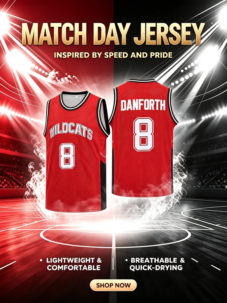 2026 Neuer Retro Bolton # 14 Danforth # 8 High School Wildcats Basketball Trikot Weste für Männer und Frauen, Freizeit-Trainingsoberteil, Familien- und Kinder-T-Shirt – Detail 2