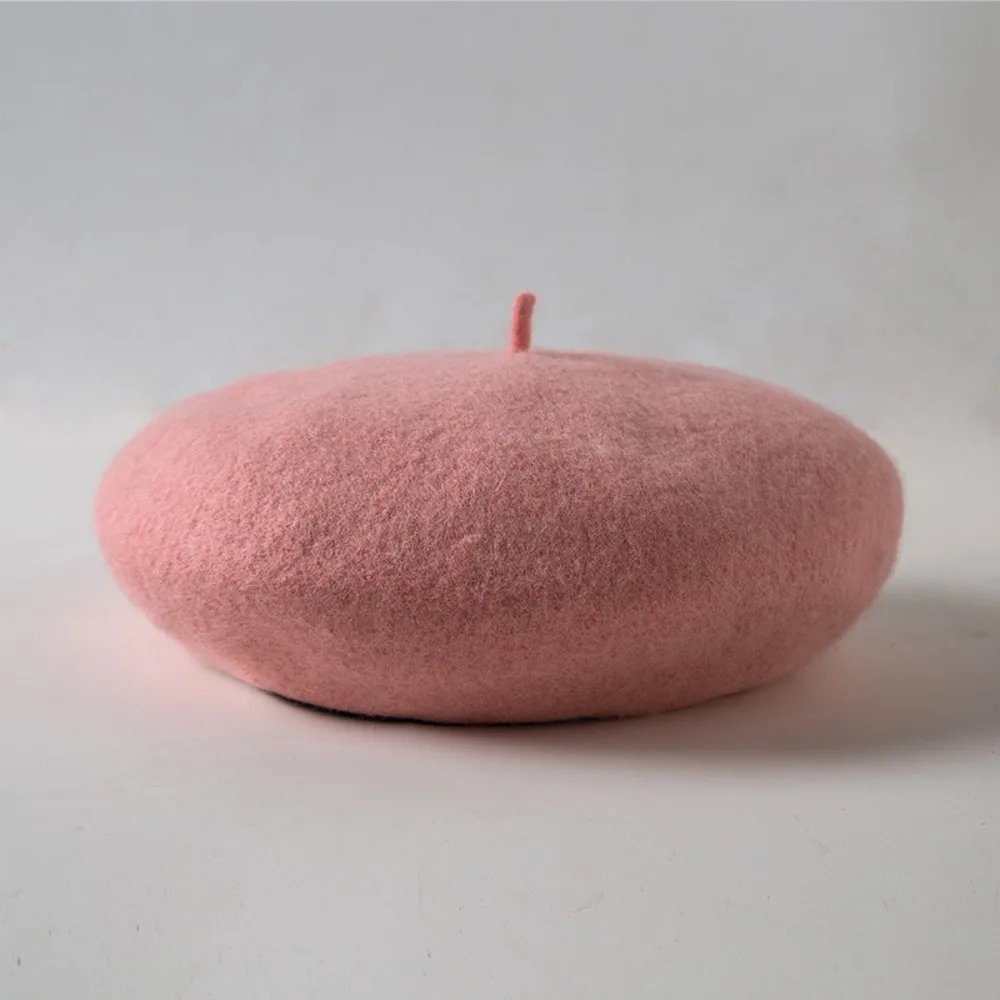 

Elegant Women Wool Beret Warm Solid Color British Beanie Hat Sweet Elastic Painter Cap Winter