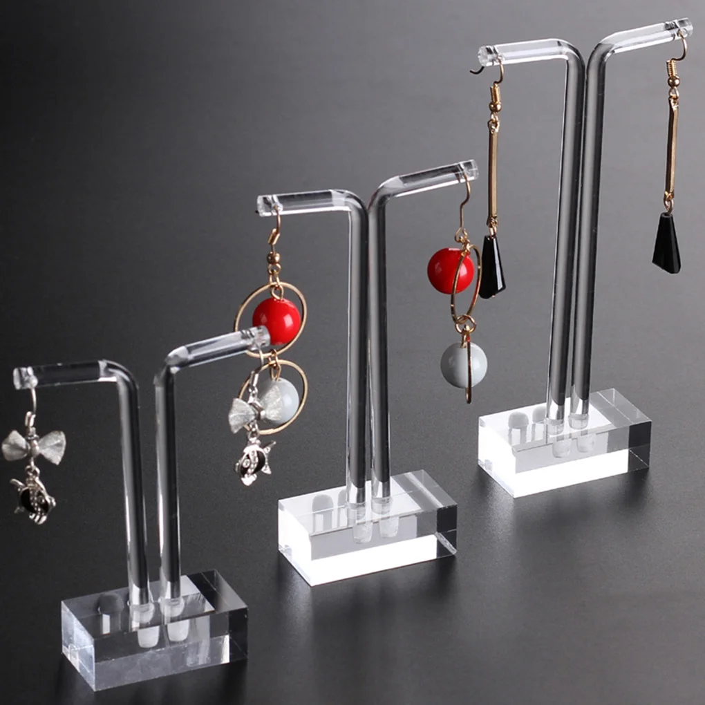 3pcs Jewelry Display Stands Clear Acrylic Earring Holder Jewelry Shop Exhibition Rack Accessory