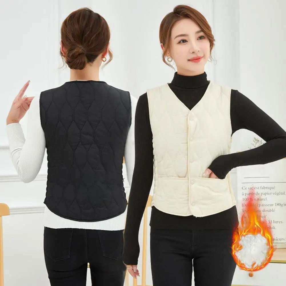 

Утепленный зимний женский жилет для ношения слоями, пальто, тонкий, с подкладкой, на пуговицах, без рукавов, однотонный, ветрозащитный жилет, уличное пуховое пальто
