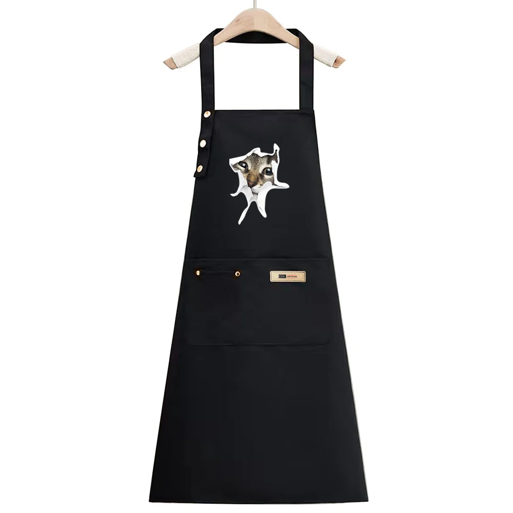 Apron Cook Clothes Kitchen Essential Adjustable Straps Multiple Pockets Waterproof Stain-Resistant Baking Accessory Cat series