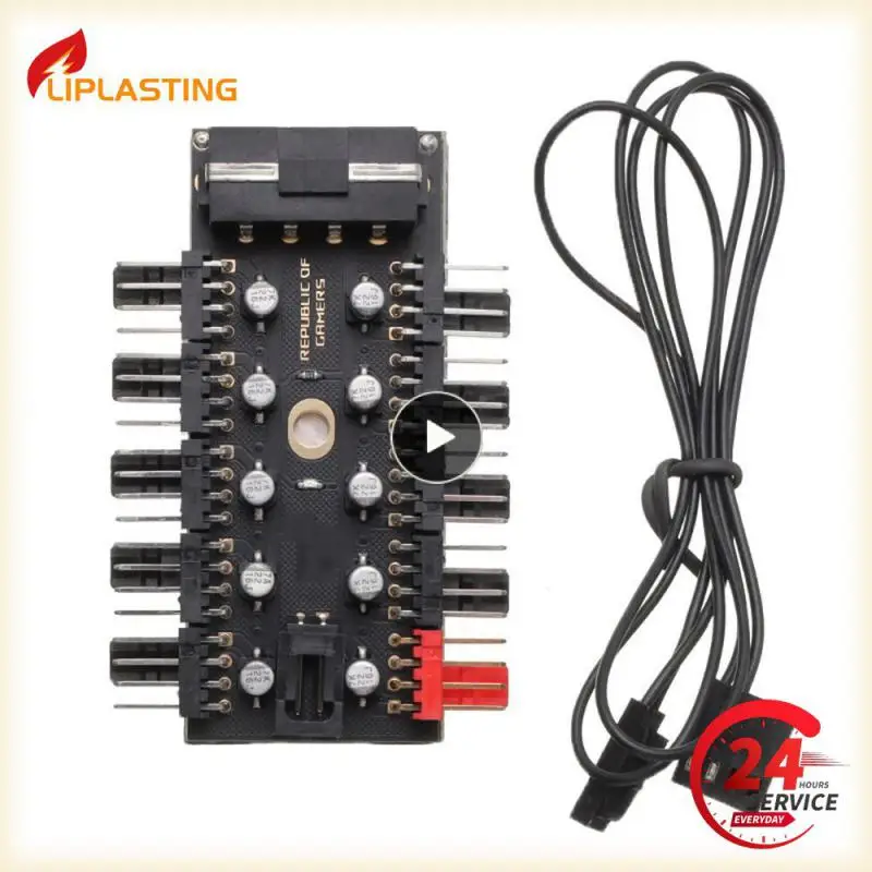 1 to 10 4Pin Cooling Fans Hub Splitter Cable 12V PWM LED Sata Power Suppply Adapter Speed Controller For PC Computer Mining