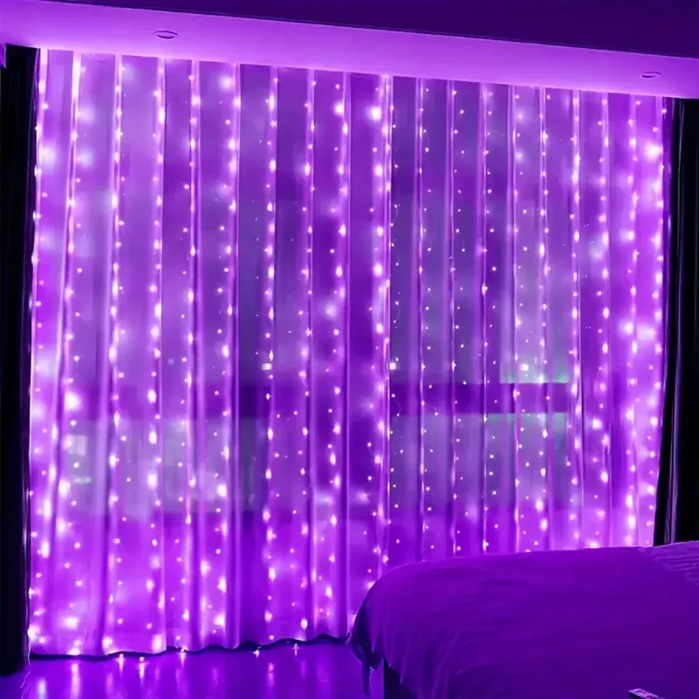 Battery Power LED Curtain Fairy Light String Indoor Outdoor Bedroom Christmas Halloween Valentine's Day Autumn Home Decor Indoor
