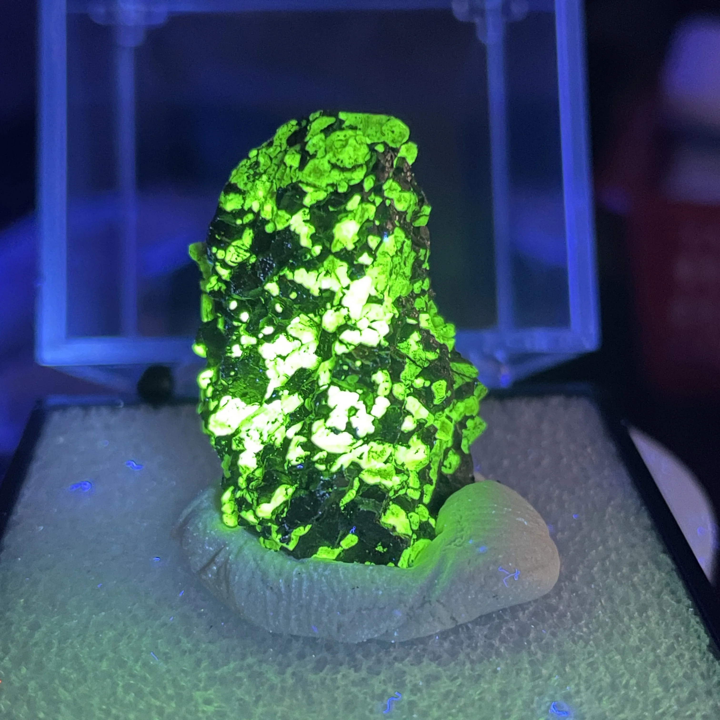 Natural America (Fluorescent Green) Willemite Rock Mineral Specimen Healing Stone Home Decor Box Size 50*50mm
