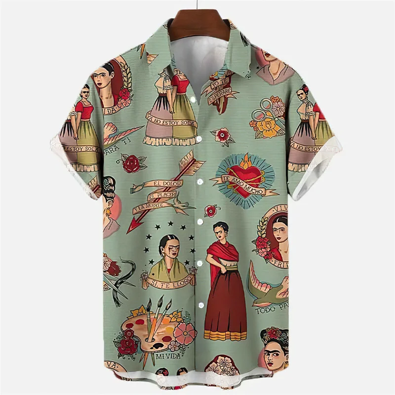 Men Summer 3d Print Hawaiian Shirt Floral Cartoon Beach Short Sleeve Fashion Tops Tee Homme Oversized Blouse Women Clothing