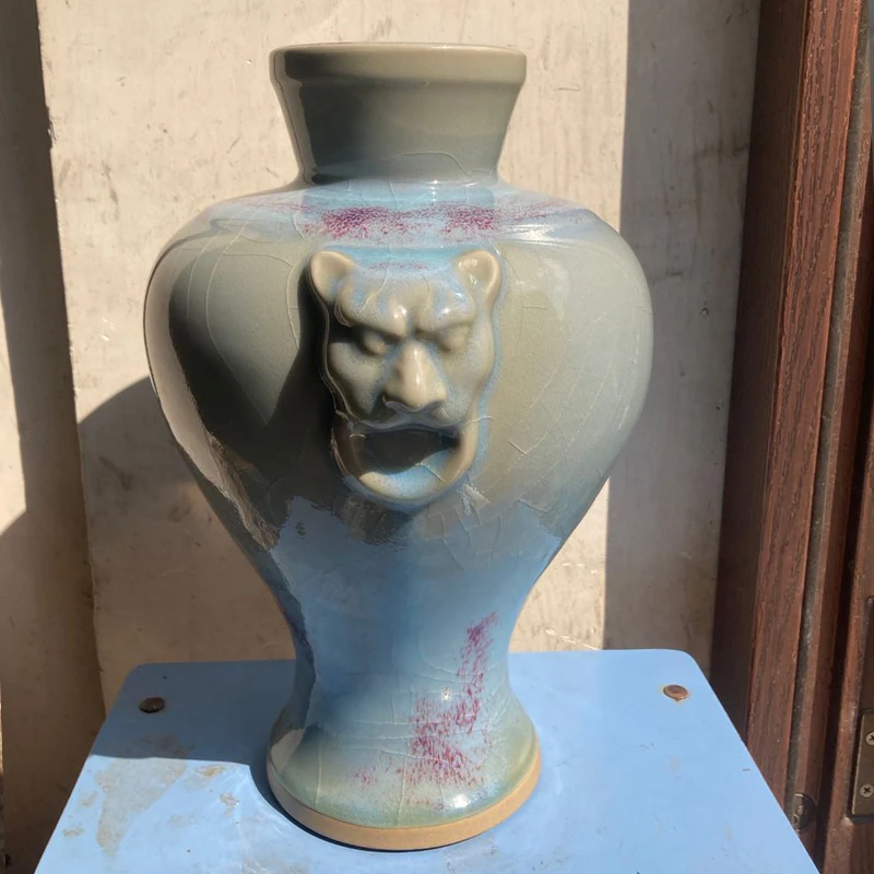 ornamental vase handicrafts Jun porcelain has ice cracks open pieces of under-glaze bubbles Vase with tiger-head Ceramic vase