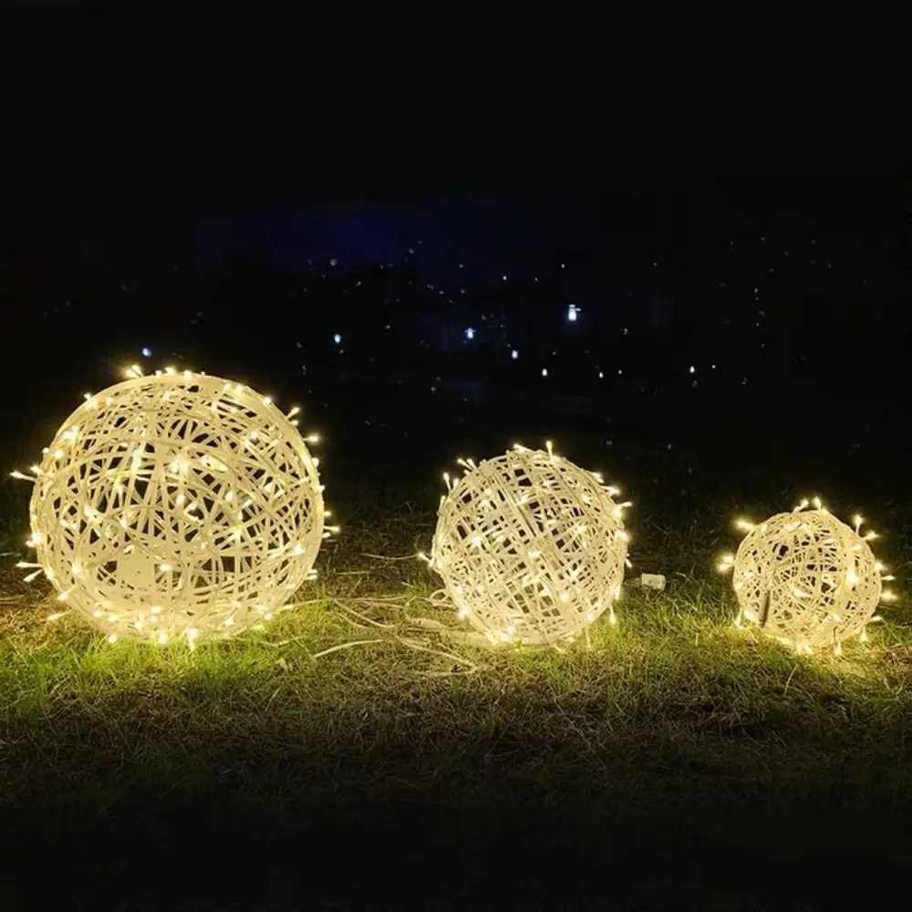 Flashing Rattan Ball Fairy Light String 220V Waterproof Landscape Tree Lighting LED Dia20/30/40CM Tree Hanging Light Garden