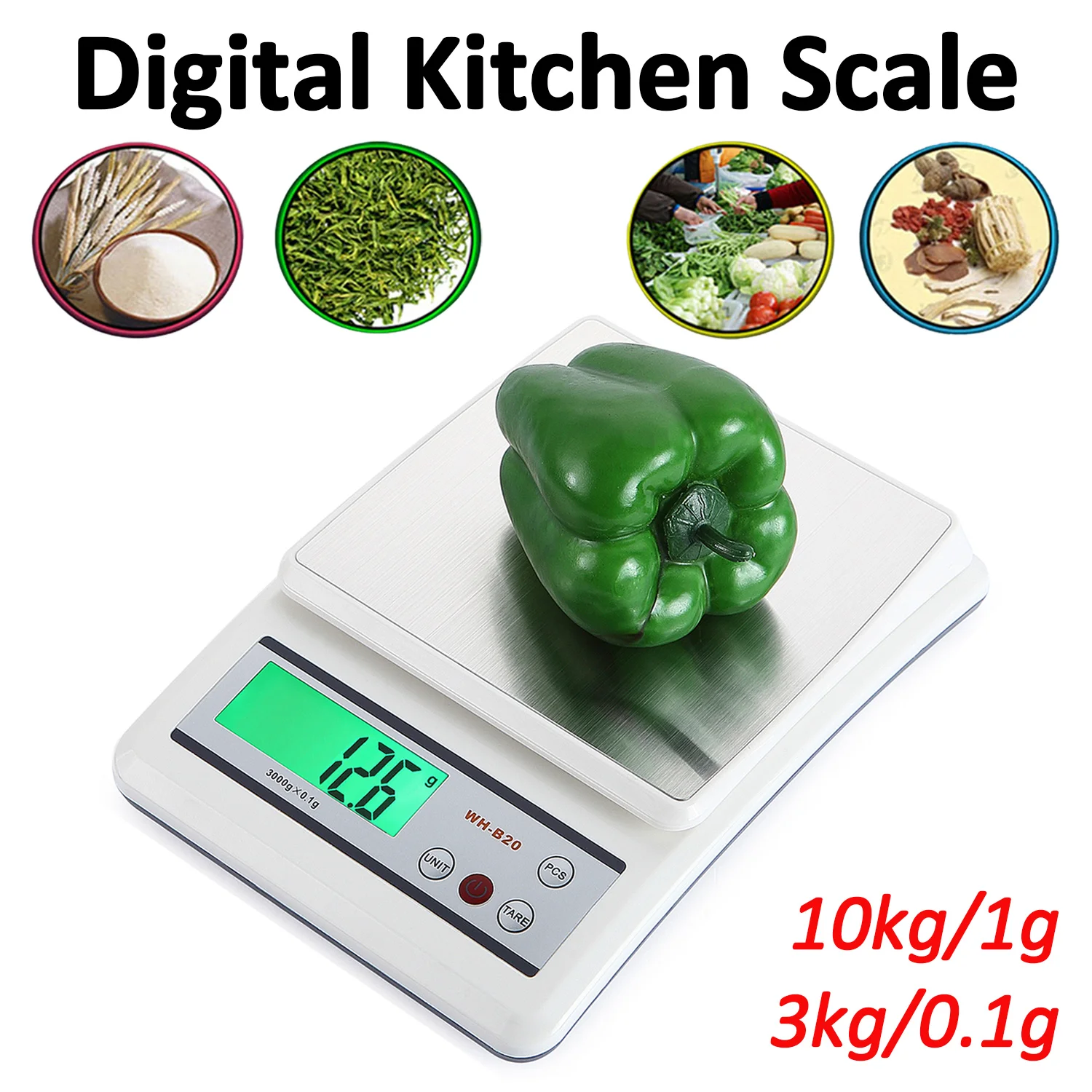 Digital Kitchen Scale 3kg/10kg Stainless Steel Panel Electronic Scales Baking Food Gram Measuring Scale Household Weighing Tools