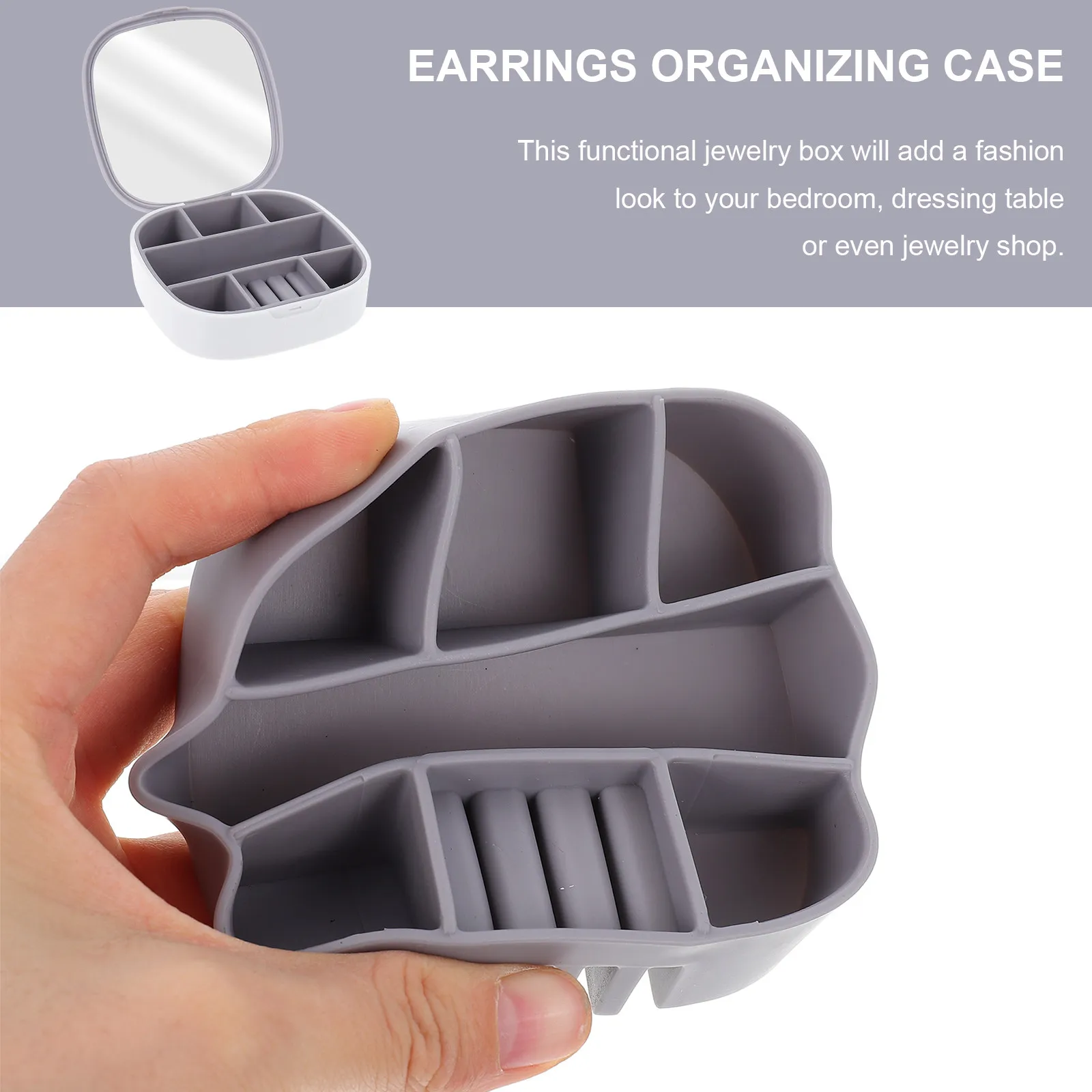 

Mini Jewelry Organizer Box with Mirror Portable Storage for Earrings Bracelets Necklaces Small Items Display Jewelry Box
