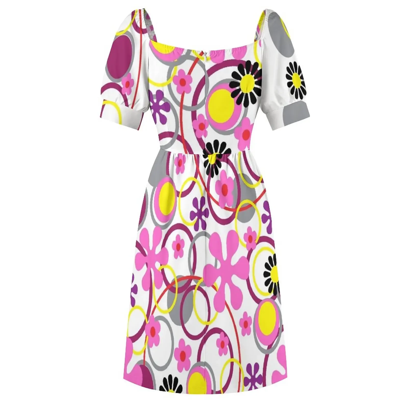 Hippie boho funky floral padrão vestido de manga curta vestidos de noiva feminino vestidos de ocasião formal