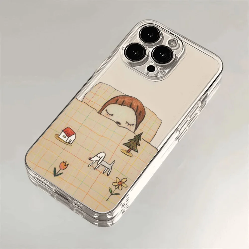 Yoshitomo Nara Art Phone Case For Samsung S25 S24 S23 S22 S21 S20 FE Note20 Note10 Plus Ultra Lite 5G Clear Soft TPU Cover