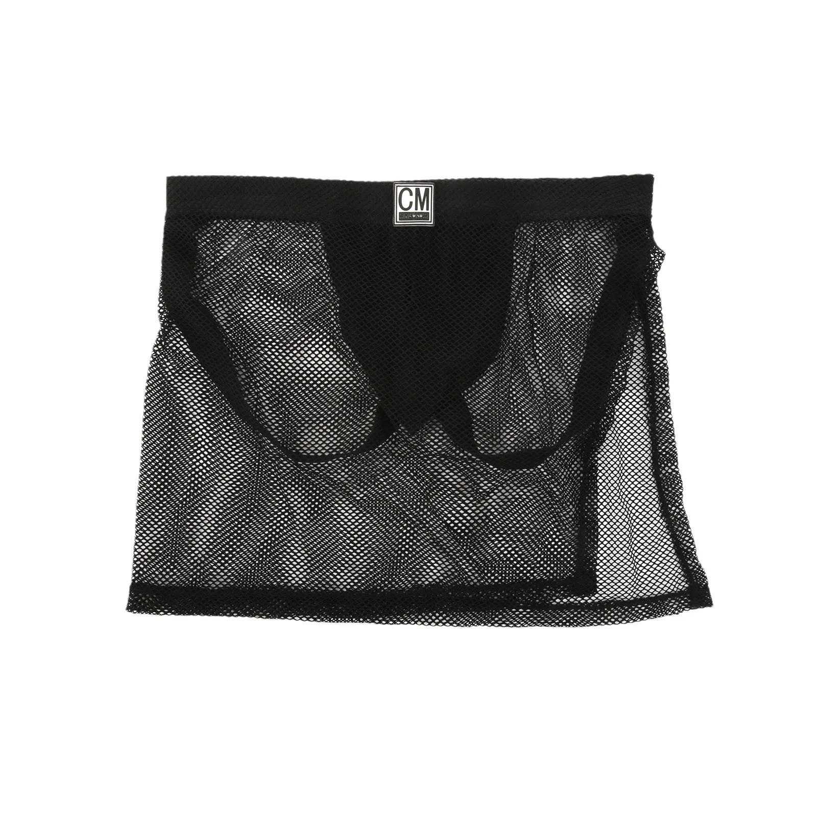 شبكة شير البسيطة الشق تنورة للرجال مثير الانتفاخ الحقيبة T الظهر ثونغ سيسي الصليب خلع الملابس 2 في 1 سراويل مثلي الجنس متعة شفافة g-سلسلة