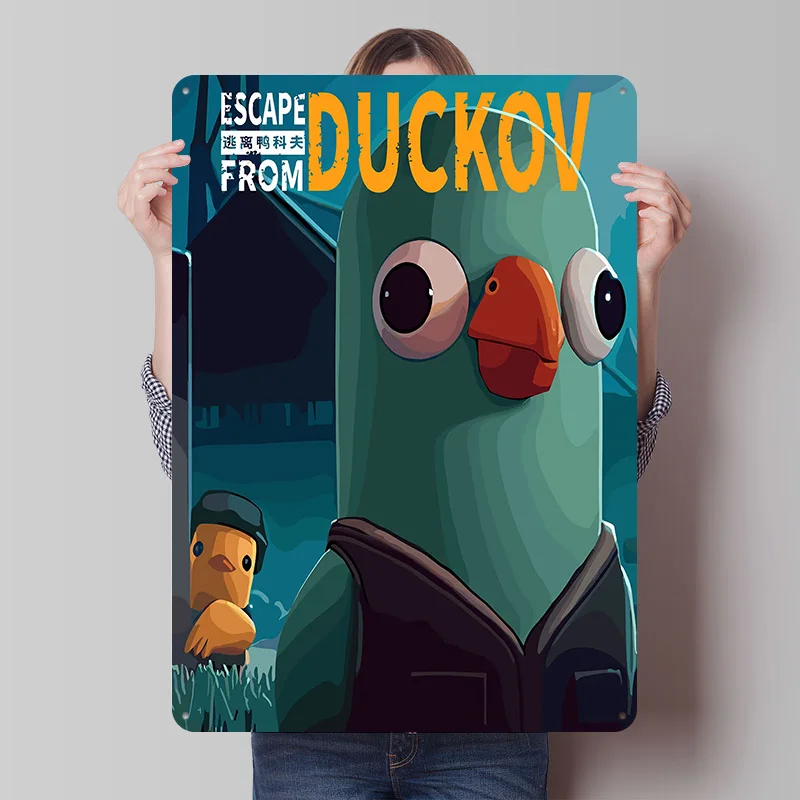 Escape From Duckov Game Cover Art Blechposter, personalisierte Wandkunst, Vintage-Metallschilder, Retro-Blechplakette zur Dekoration, Gaming